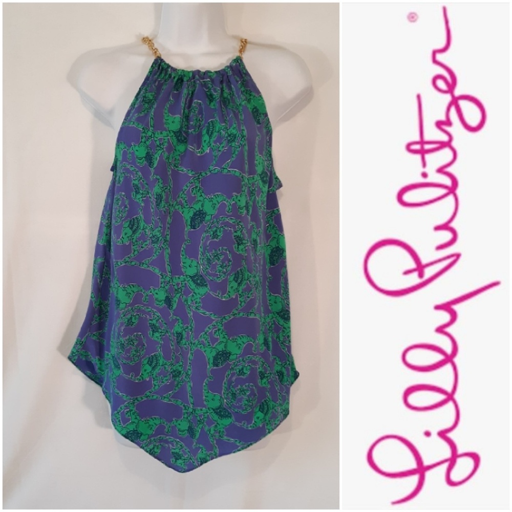 Lilly Pulitzer Silk Elephant Silk Top